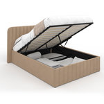 ID MARKET Lit coffre double ALBA avec tête de lit et sommier 140 x 190 cm velours taupe