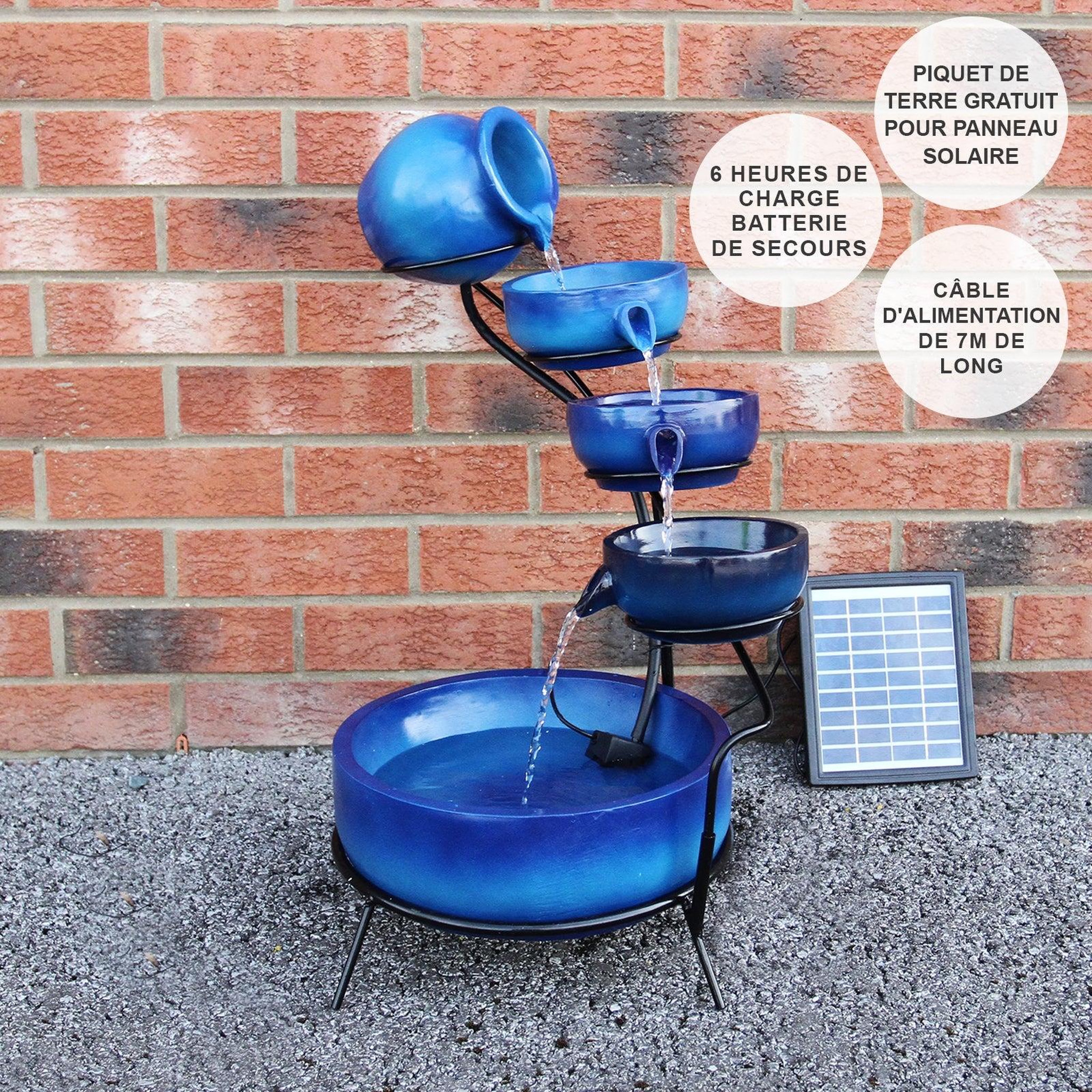 Voir la diapositive 2 : MONSTERSHOP Fontaine de jardin à 4 niveaux avec panneau solaire
