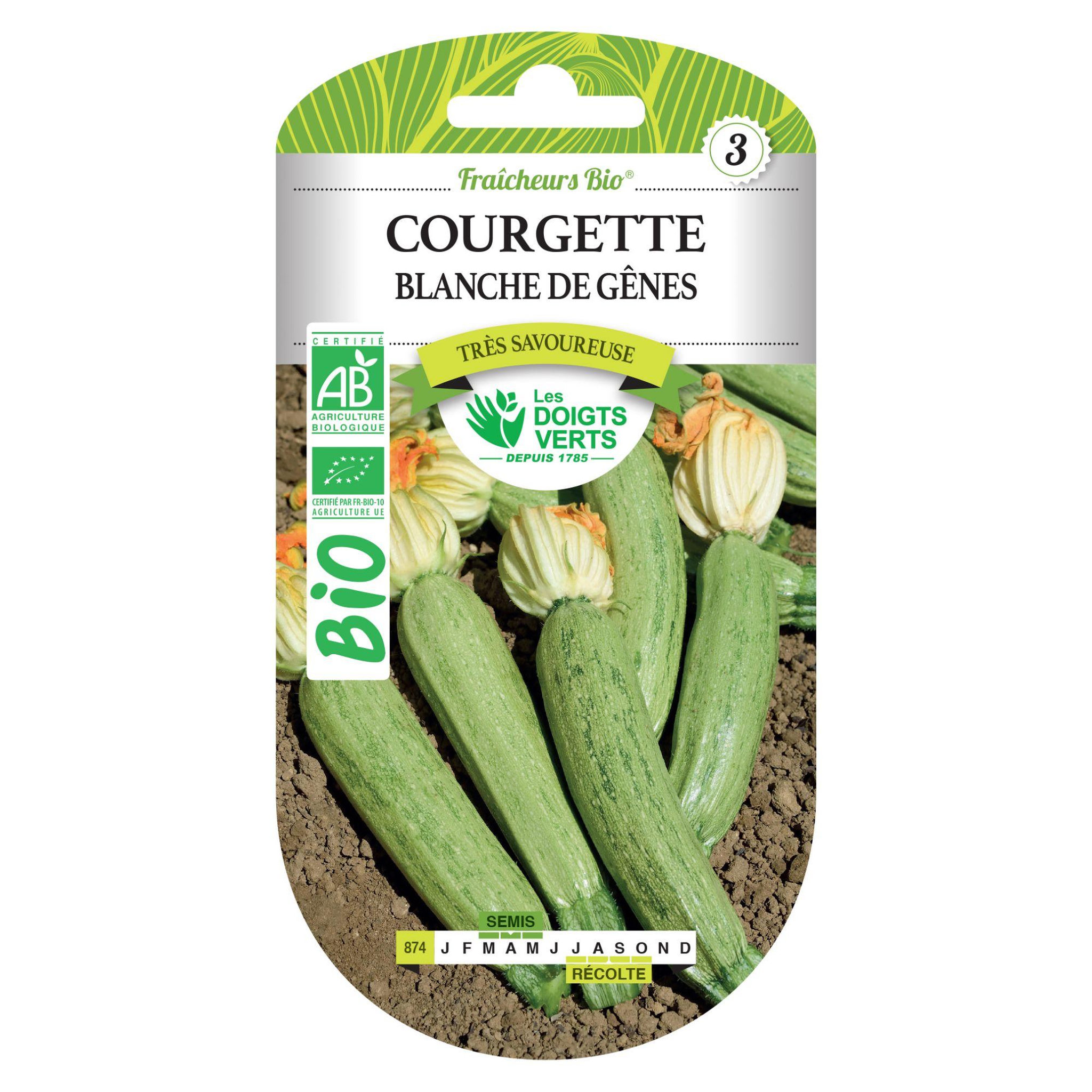 LES DOIGTS VERTS Graines courgette blanche de Gênes BIO Les Doigts Verts