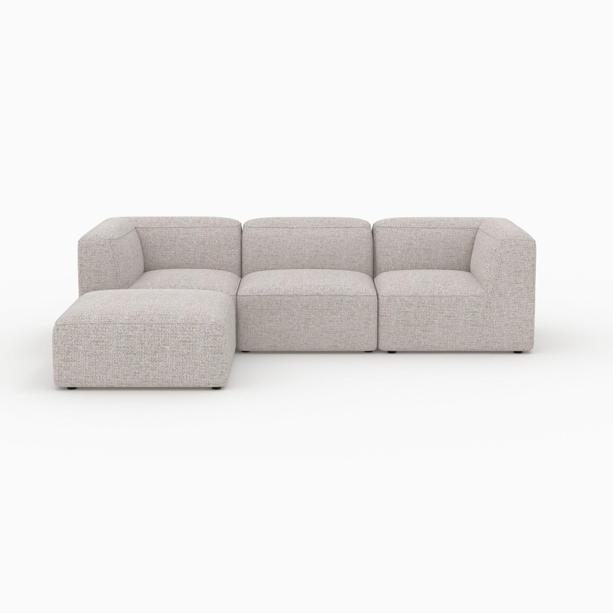 Rendez vous déco Canapé modulable en tissu beige 3 places avec pouf-Hestia