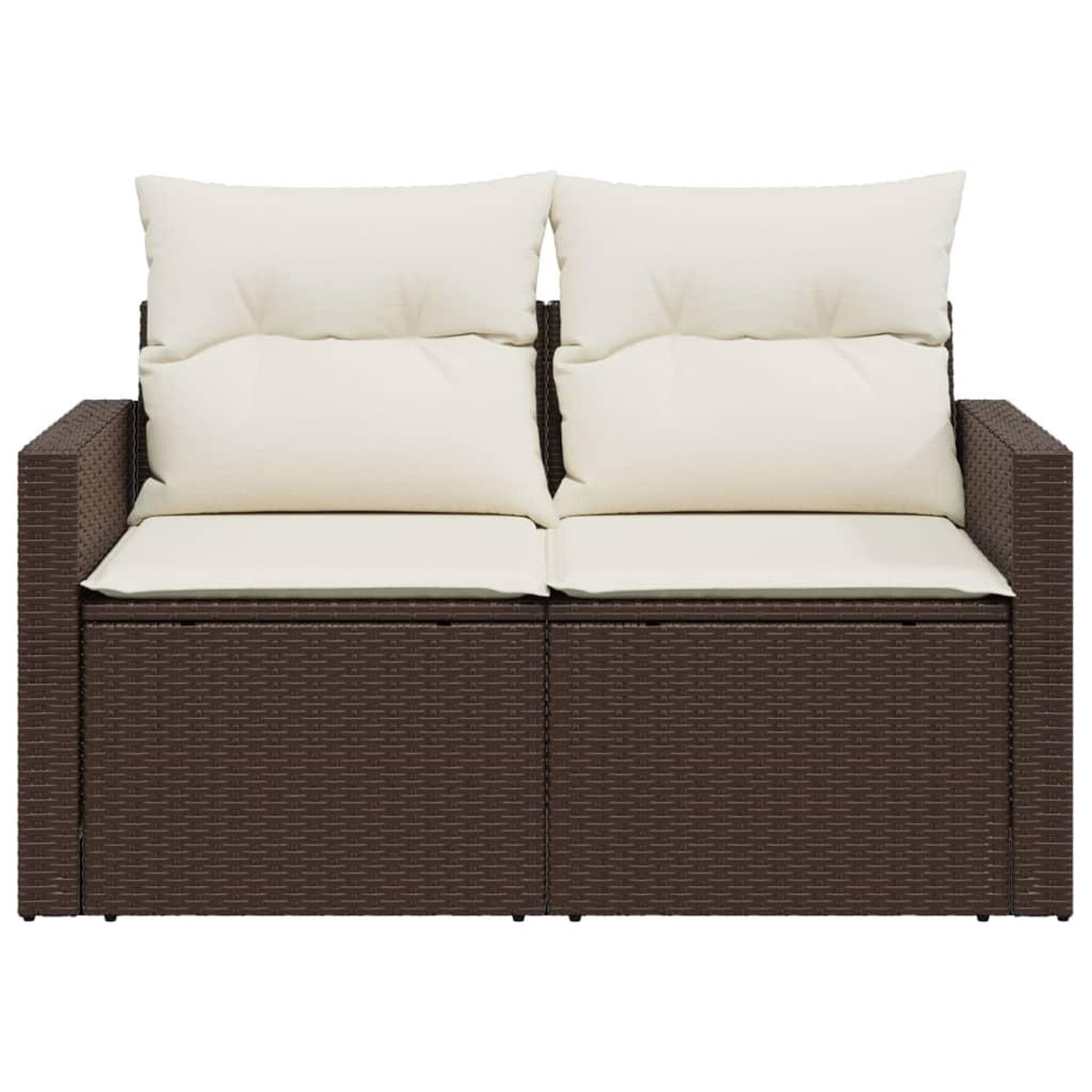 Voir la diapositive 4 : VIDAXL Canape de jardin avec coussins 2 places marron resine tressee
