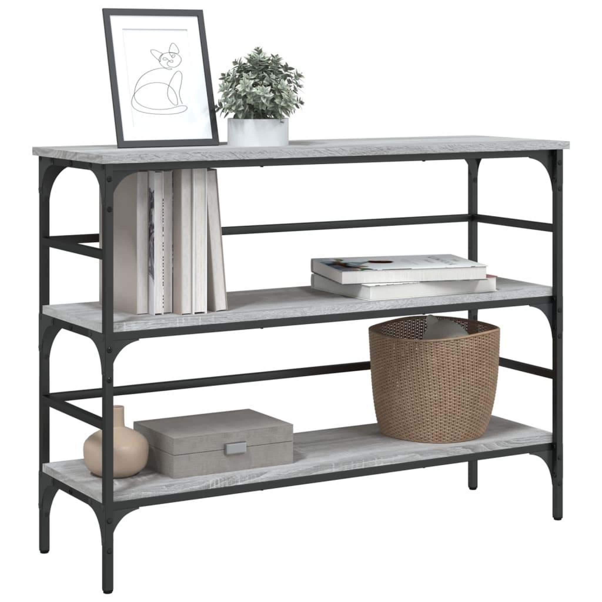 Voir la diapositive 4 : VIDAXL Table console sonoma gris 100x32x75 cm bois d'ingenierie