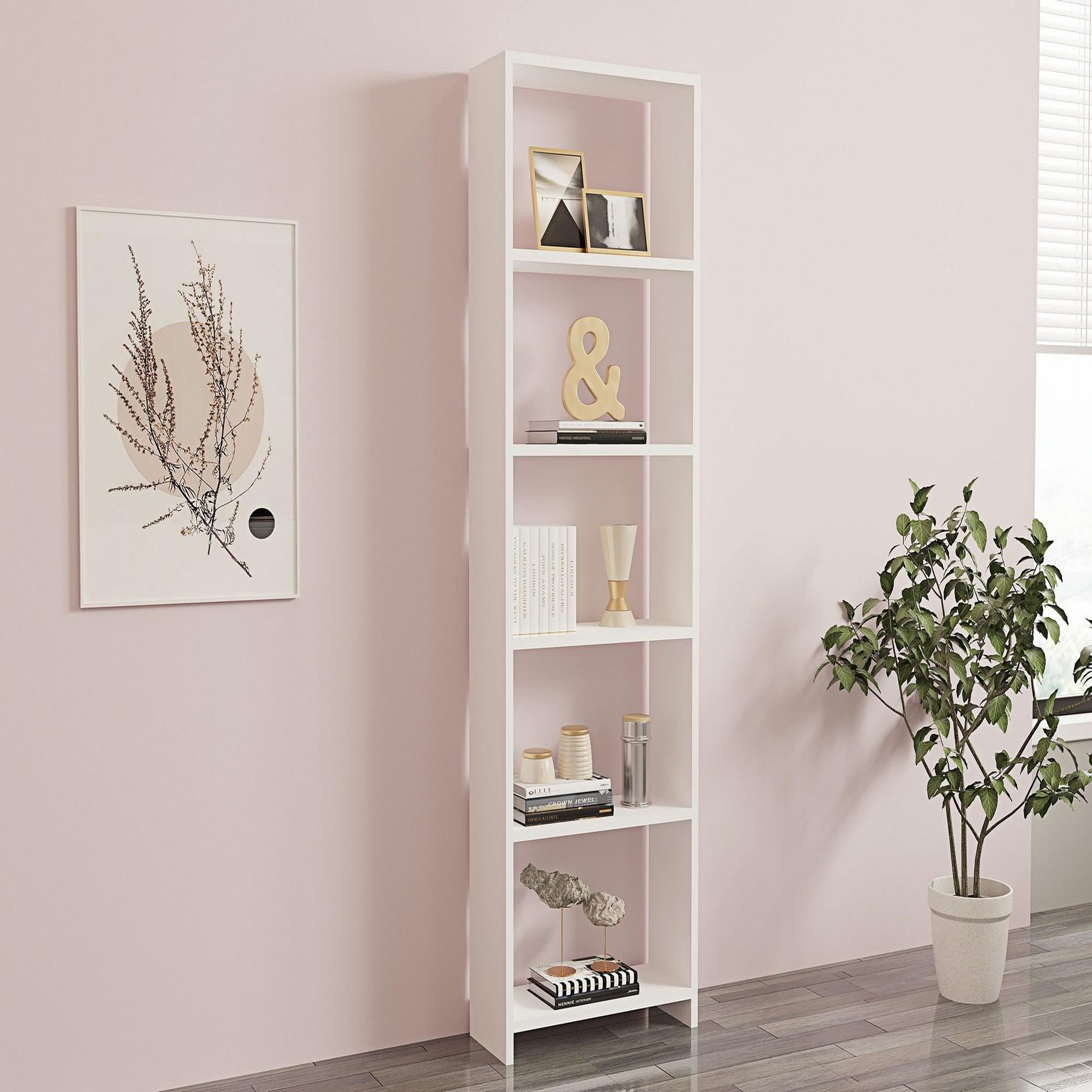 Voir la diapositive 2 : Habitat et Jardin Bibliothèque en bois  new  - 50 x 19 x 160 cm - blanc