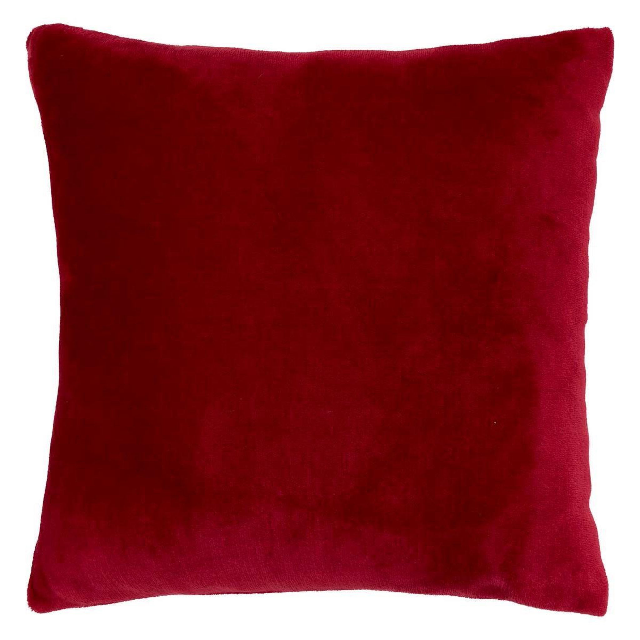 ATMOSPHERA Coussin en flanelle uni  ollis  38x38cm rouge