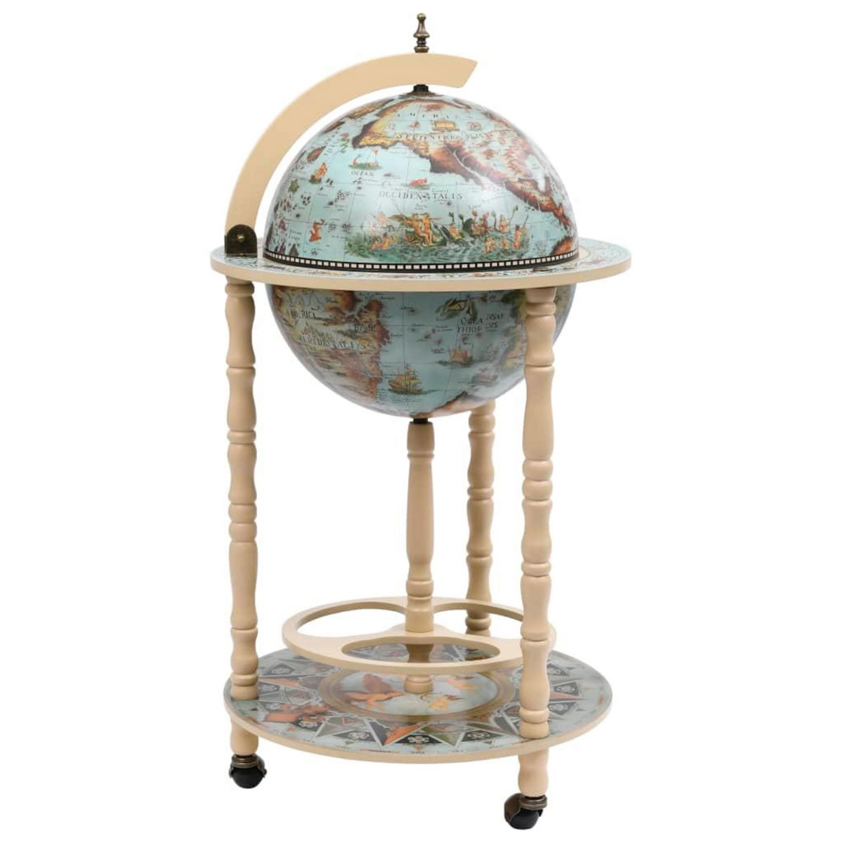VIDAXL Bar sous forme de globe Bois d'eucalyptus Bleu