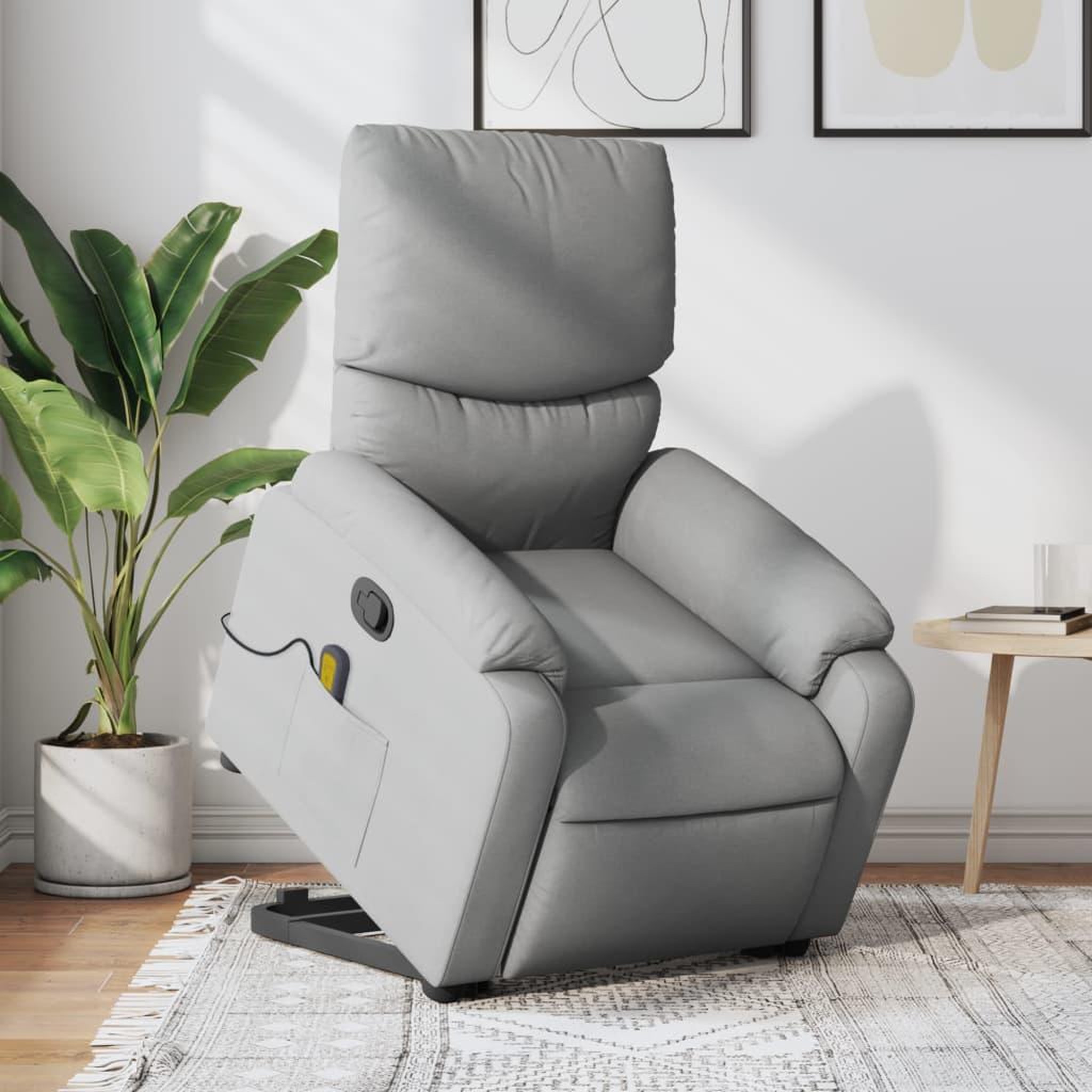 Voir la diapositive 1 : VIDAXL Fauteuil de massage inclinable Gris clair Tissu