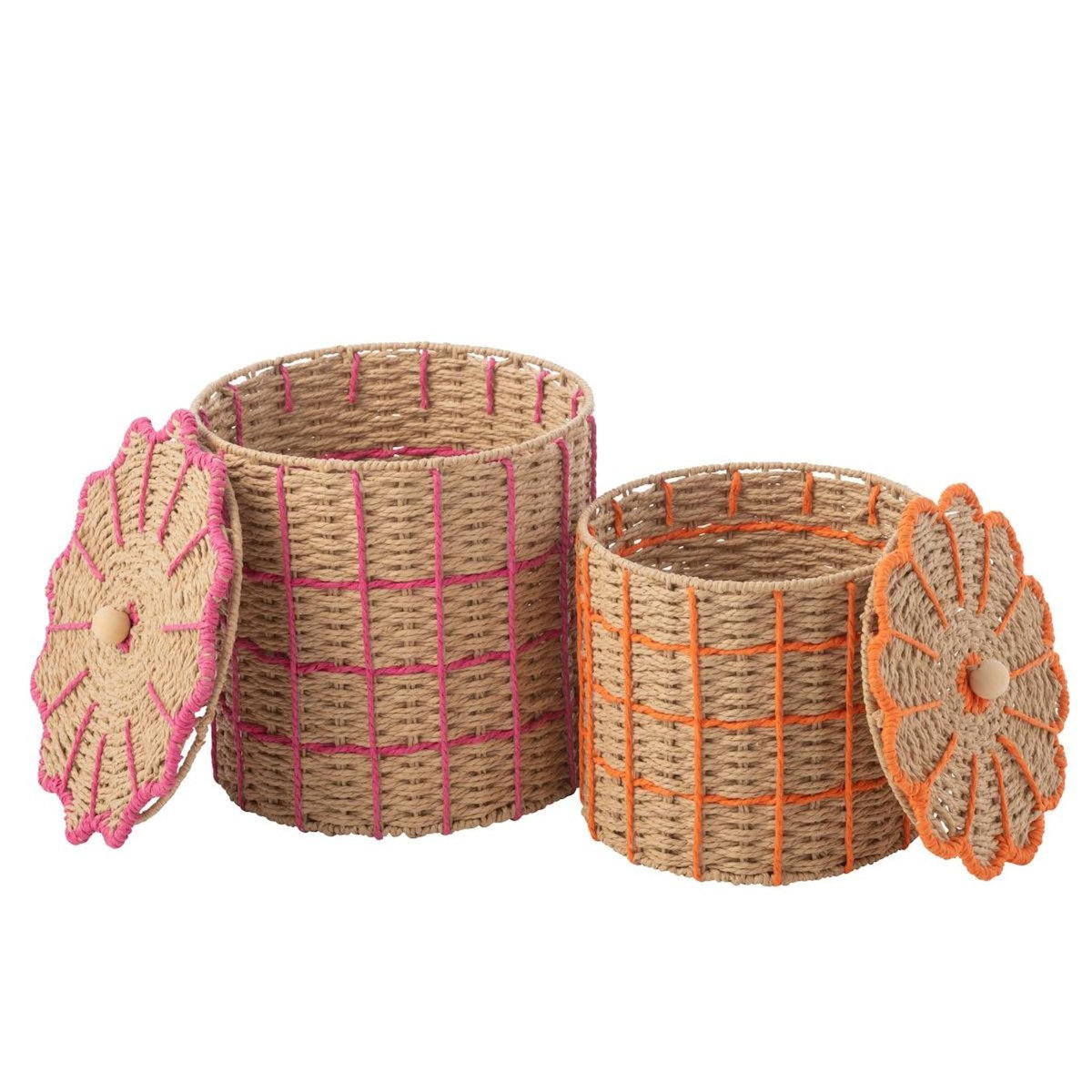 Paris Prix Lot de 2 Paniers de Rangement  Flores  29cm Naturel