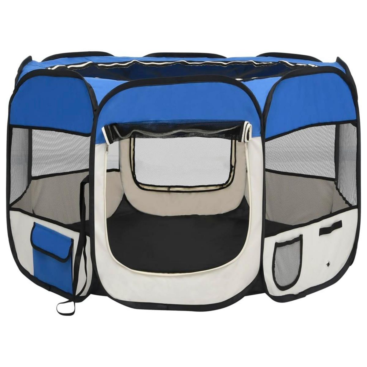 VIDAXL Parc pour chiens pliable avec sac de transport Bleu 90x90x58 cm
