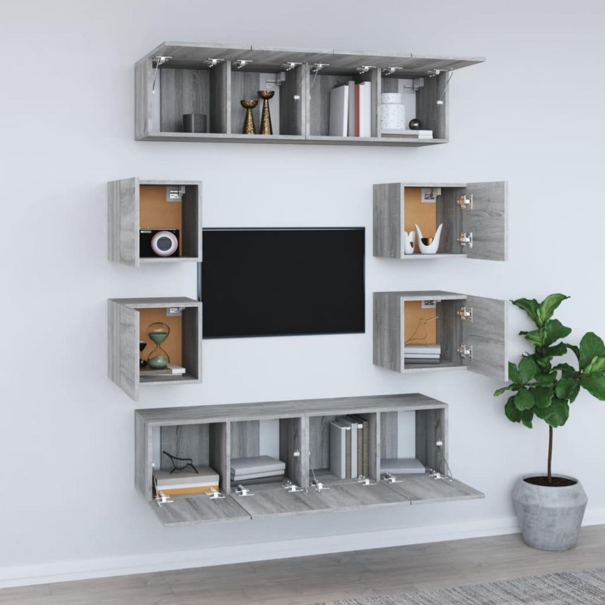 VIDAXL Ensemble de meubles TV 8 pcs Sonoma gris Bois d'ingenierie