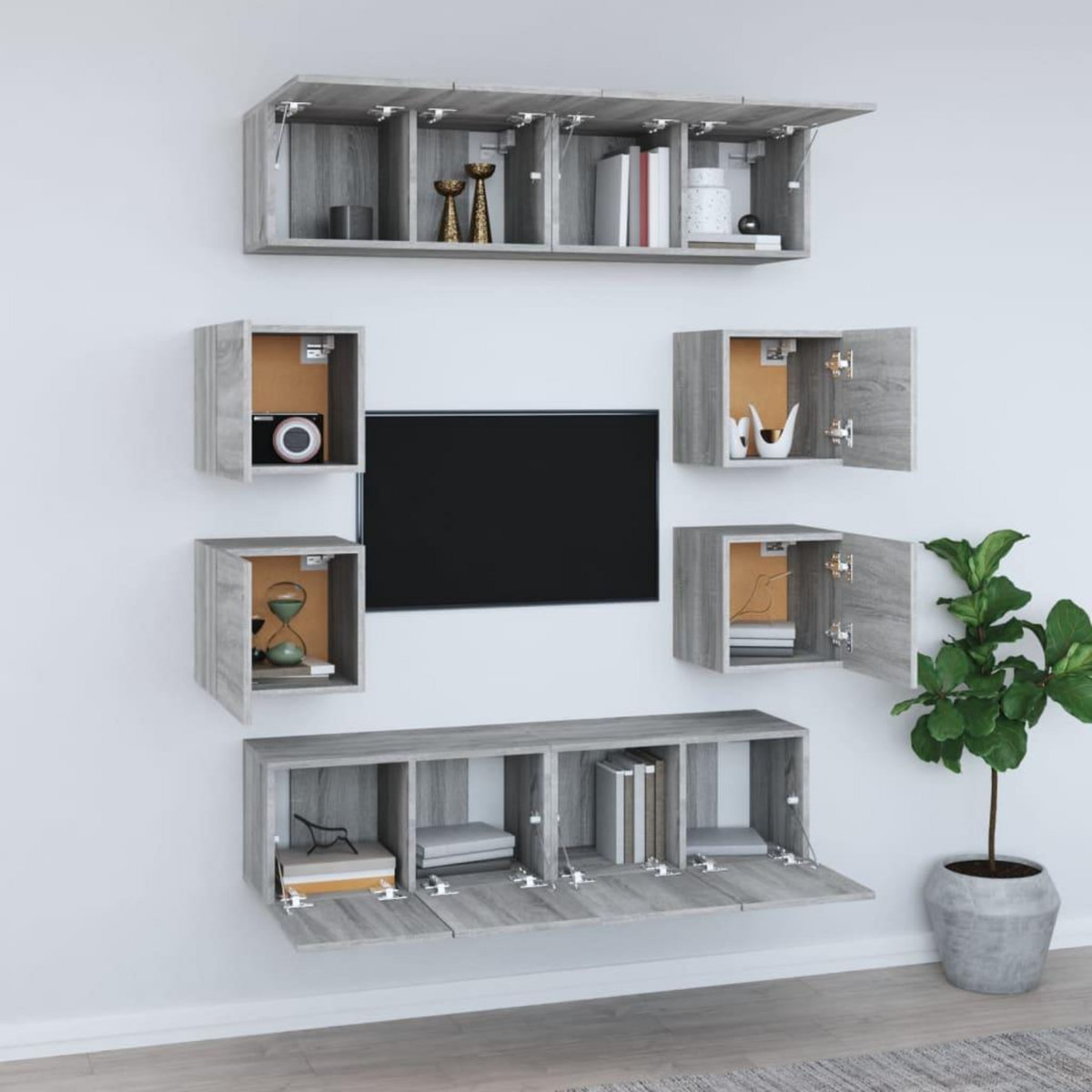 VIDAXL Ensemble de meubles TV 8 pcs Sonoma gris Bois d'ingenierie