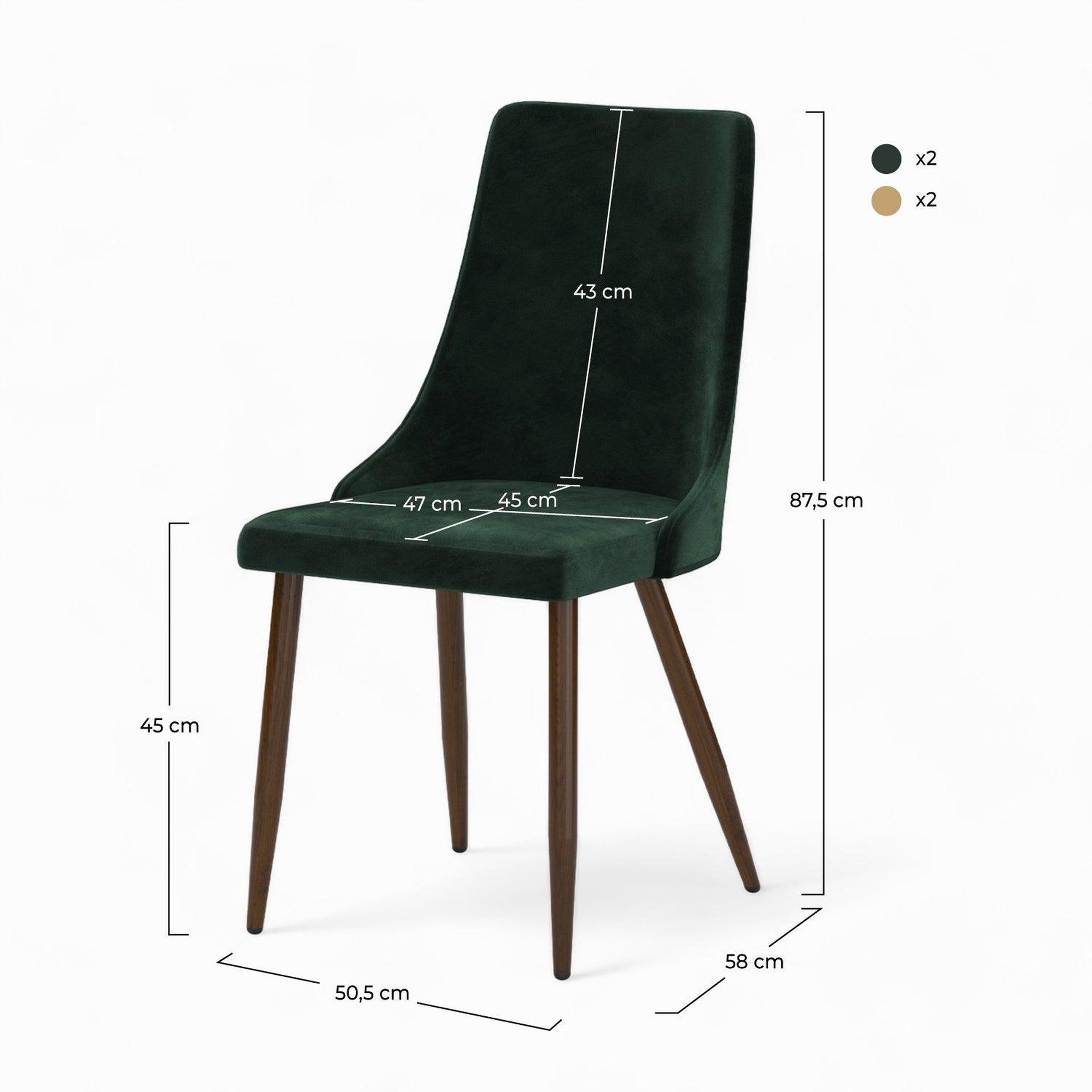 Voir la diapositive 4 : MAISON PAVANE Pack 4 chaises en velours jaune et vert-vinni