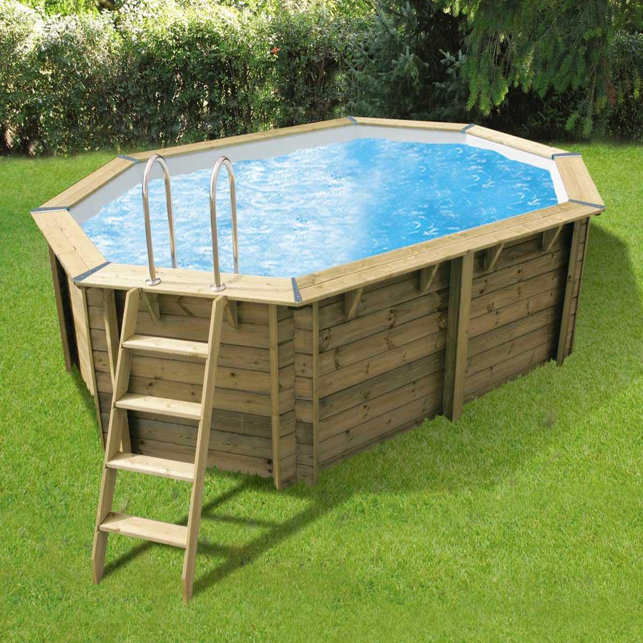 Voir la diapositive 4 : Ubbink Piscine bois Océa 5,50 x 3,55 x 1,20 m - Liner gris - Ubbink