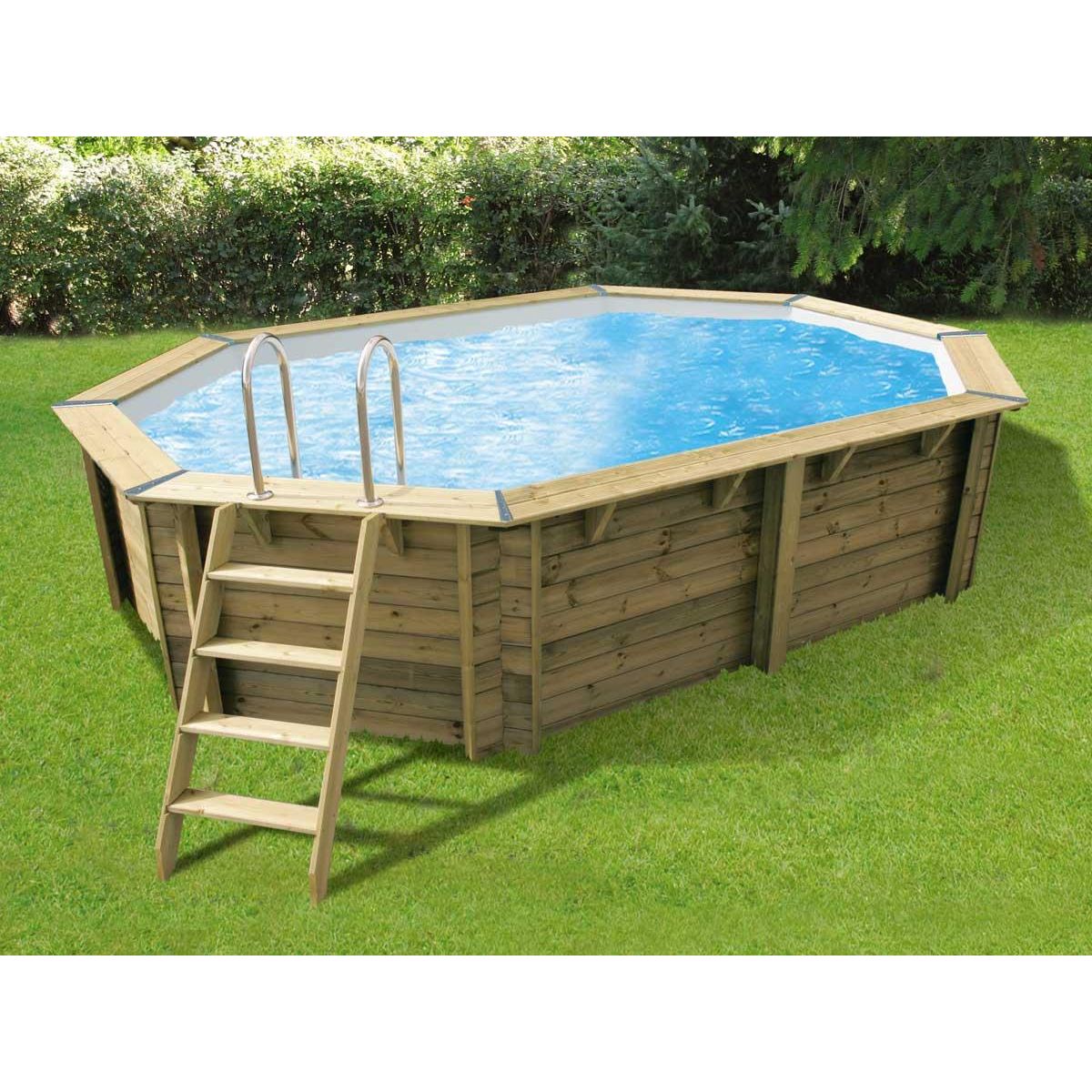 Ubbink Piscine bois Océa 5,50 x 3,55 x 1,20 m - Liner gris - Ubbink
