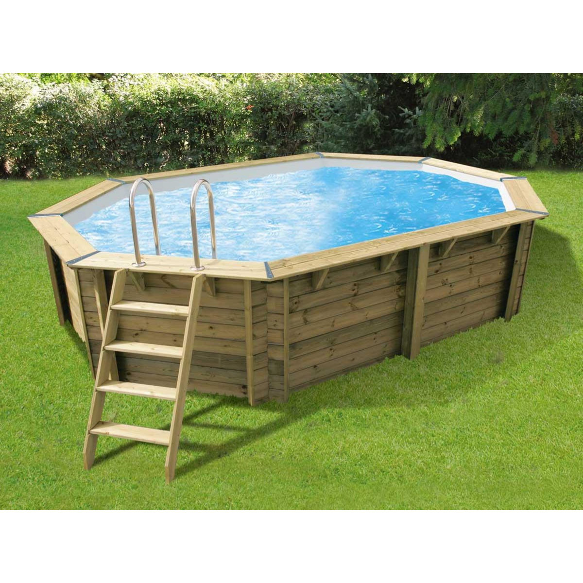 Ubbink Piscine bois Océa 5,50 x 3,55 x 1,20 m - Liner gris - Ubbink