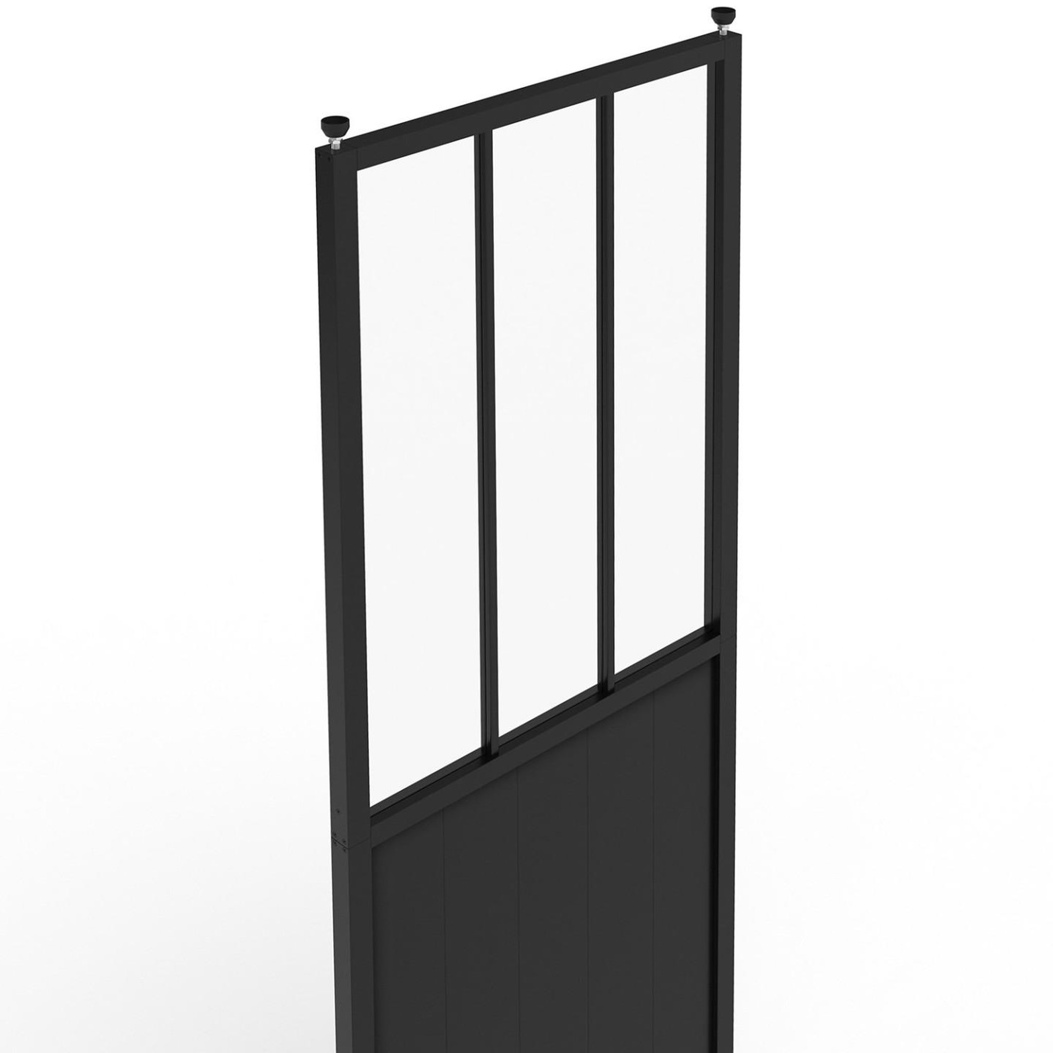 Voir la diapositive 6 : ID MARKET Cloison de séparation amovible atelier 250 x 80 cm effet métal noir et verre trempé