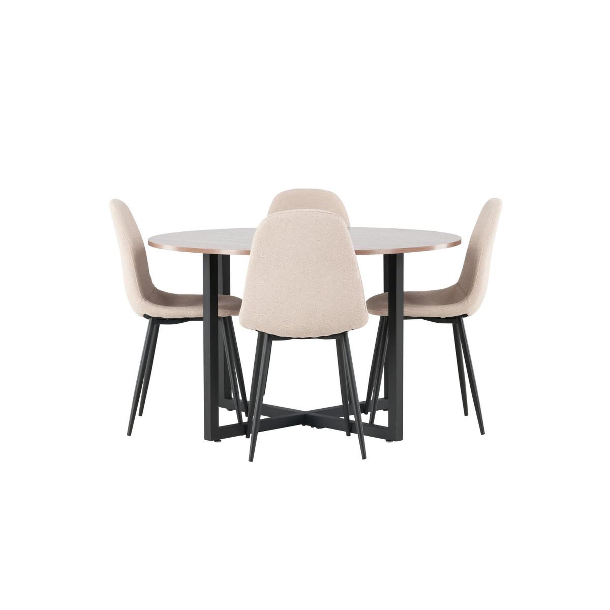 Voir la diapositive 2 : Paris Prix Ensemble table à manger & 4 chaises  durango & polar  120cm noyer & beige