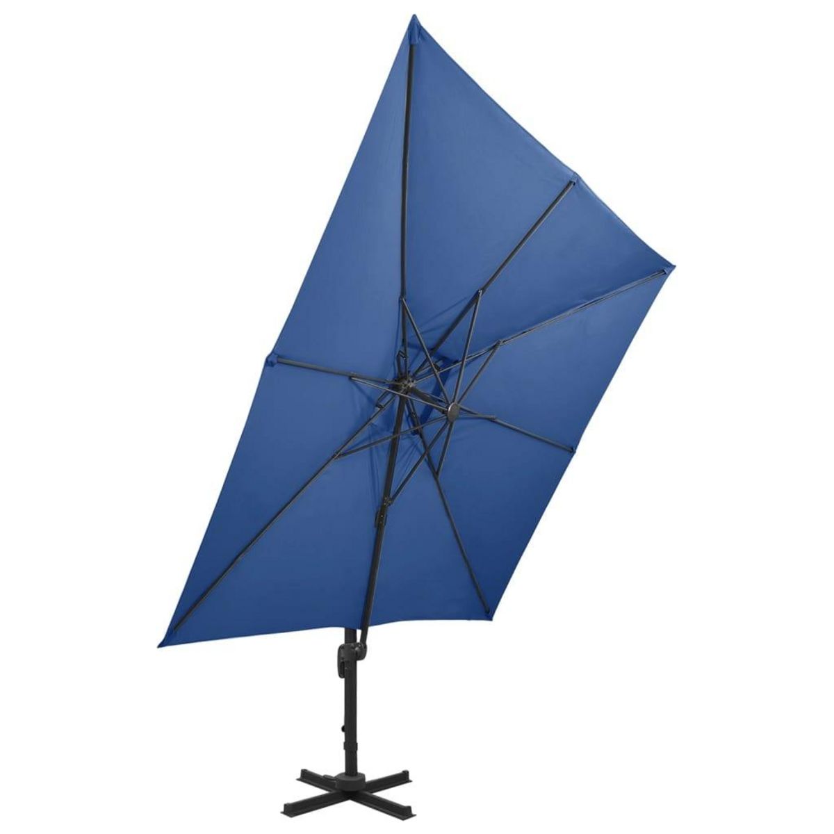 VIDAXL Parasol de jardin en porte-a-faux avec double toit bleu azur
