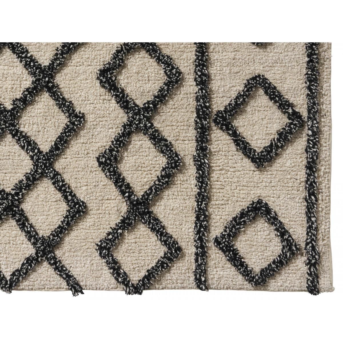 GUY LEVASSEUR Tapis de bain déco géométrique en coton tufté 60x120cm