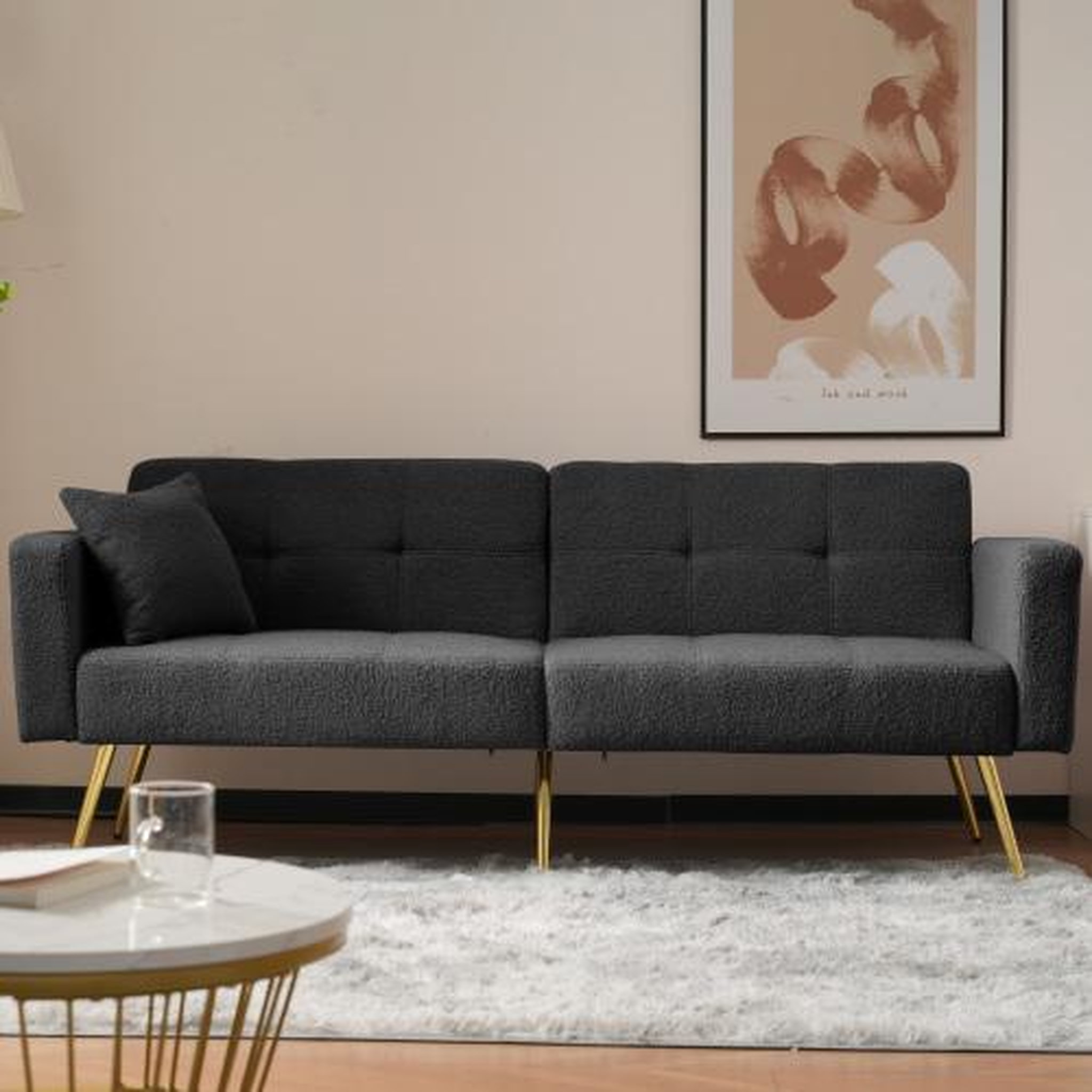 Voir la diapositive 4 : MERAX Canapé droit convertible 2 places tissu