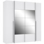 Voir la diapositive 1 : MARKET24 Armoire NARAGO - Décor Blanc mat - 2 portes coulissantes + miroir + 2 portes battantes + 2 penderies - L200 x P61 x H210 cm