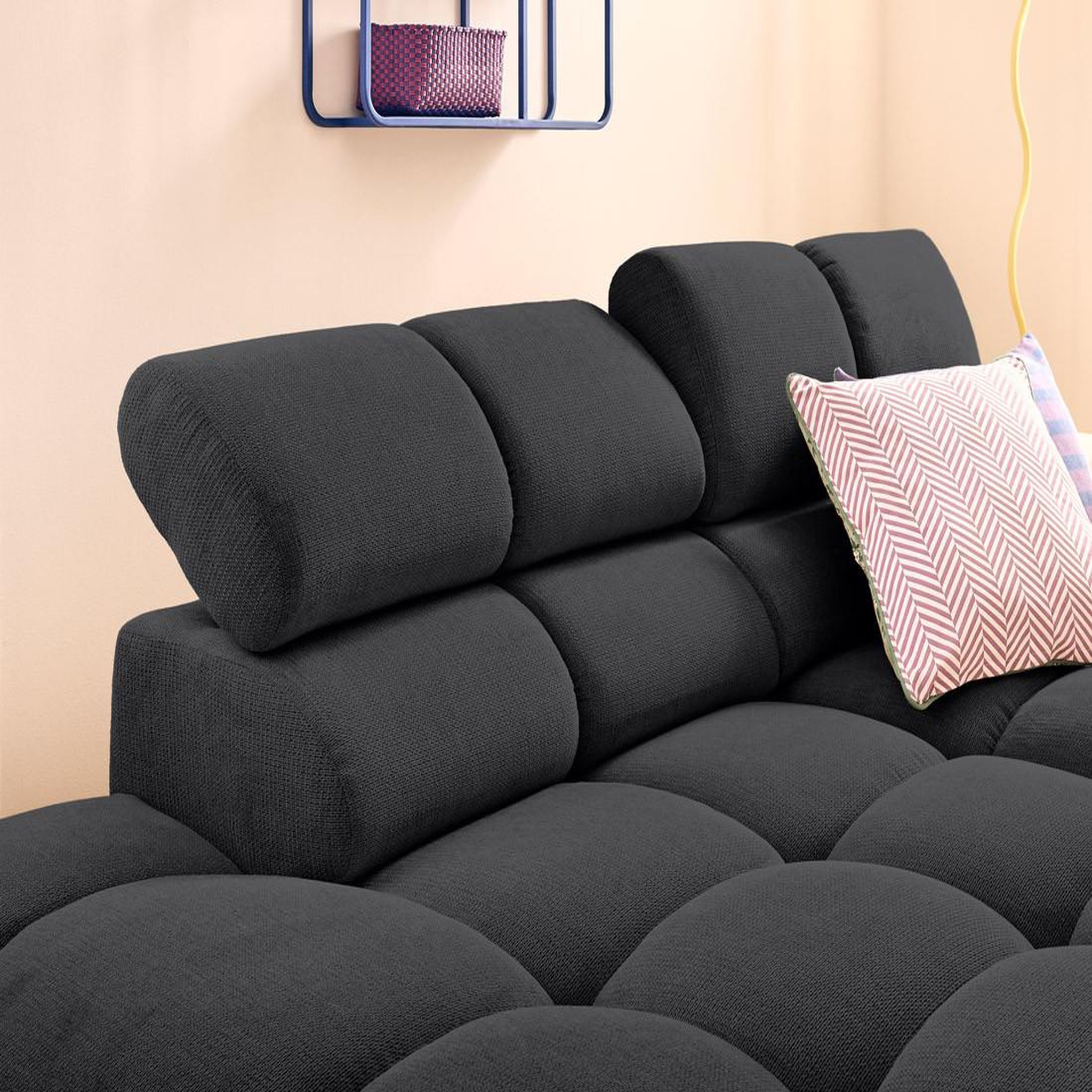 Voir la diapositive 5 : LISA DESIGN Matera - canapé d'angle gauche 4 places avec têtières réglables en tissu texturé