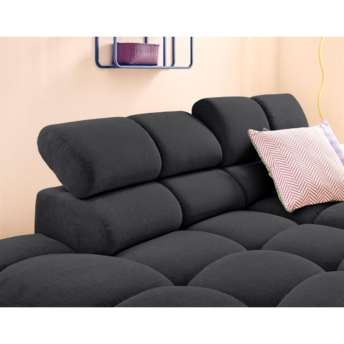 LISA DESIGN Matera - canapé d'angle gauche 3 places avec têtières réglables en tissu texturé