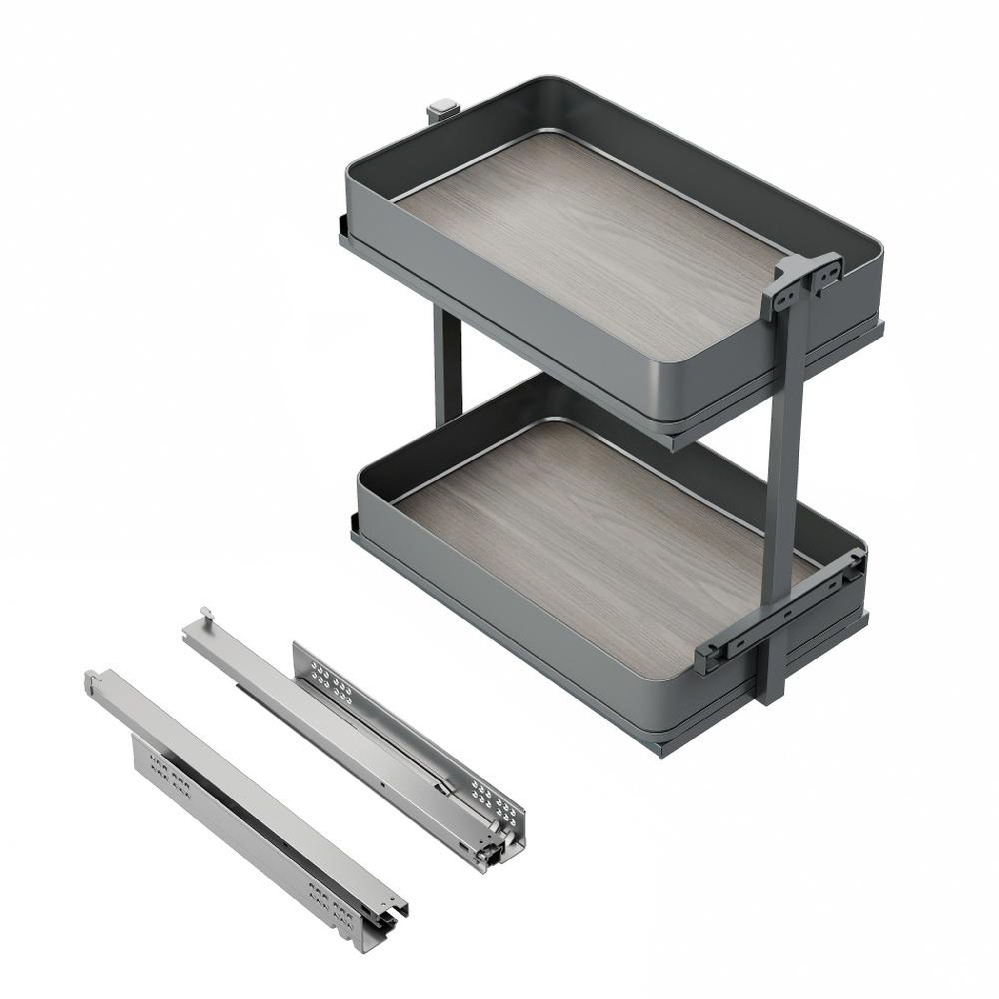 EMUCA SRL Chariot extractible Harmony avec fermeture à amortie -  Module largeur 300mm hauteur 700mm -  Acier et Bois -  Gris anthracite