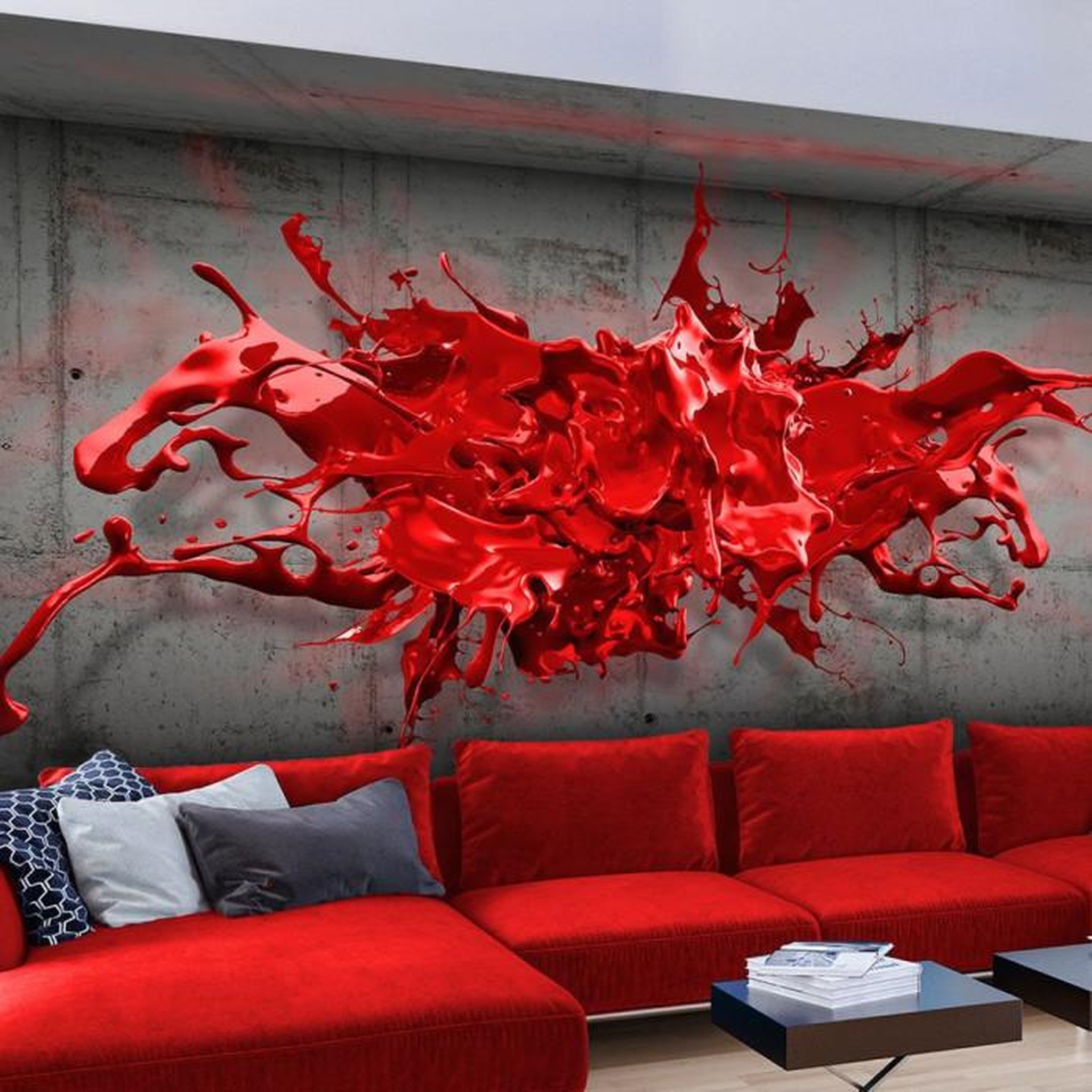 Paris Prix Papier Peint  Red Ink Blot. Coloris disponibles : Multicolore