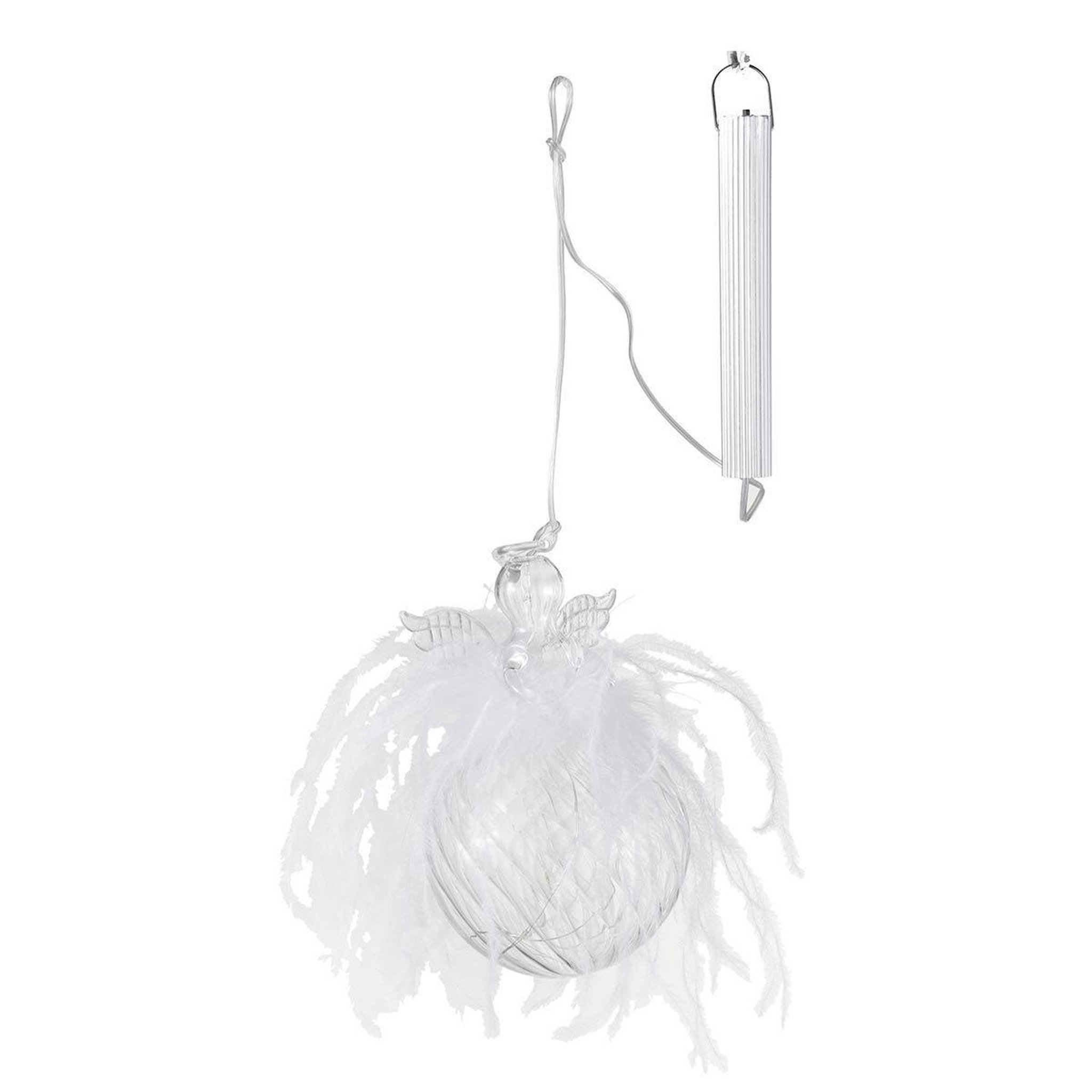J-LINE Boule de Noël Led  Ange & Plume  16cm Transparent