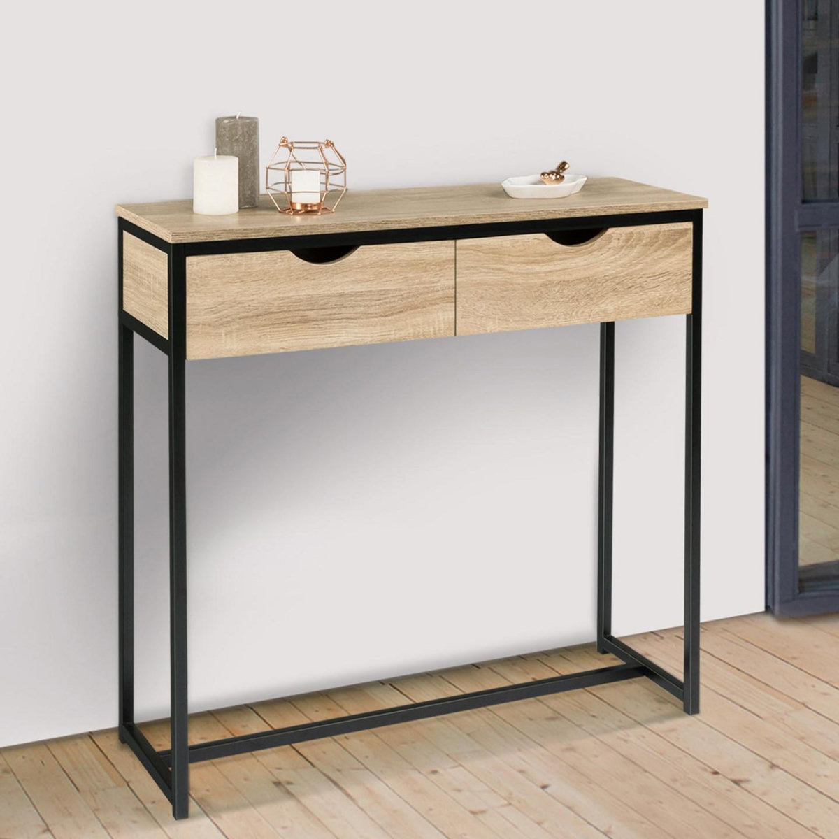 ID MARKET Console 2 tiroirs DETROIT design industriel