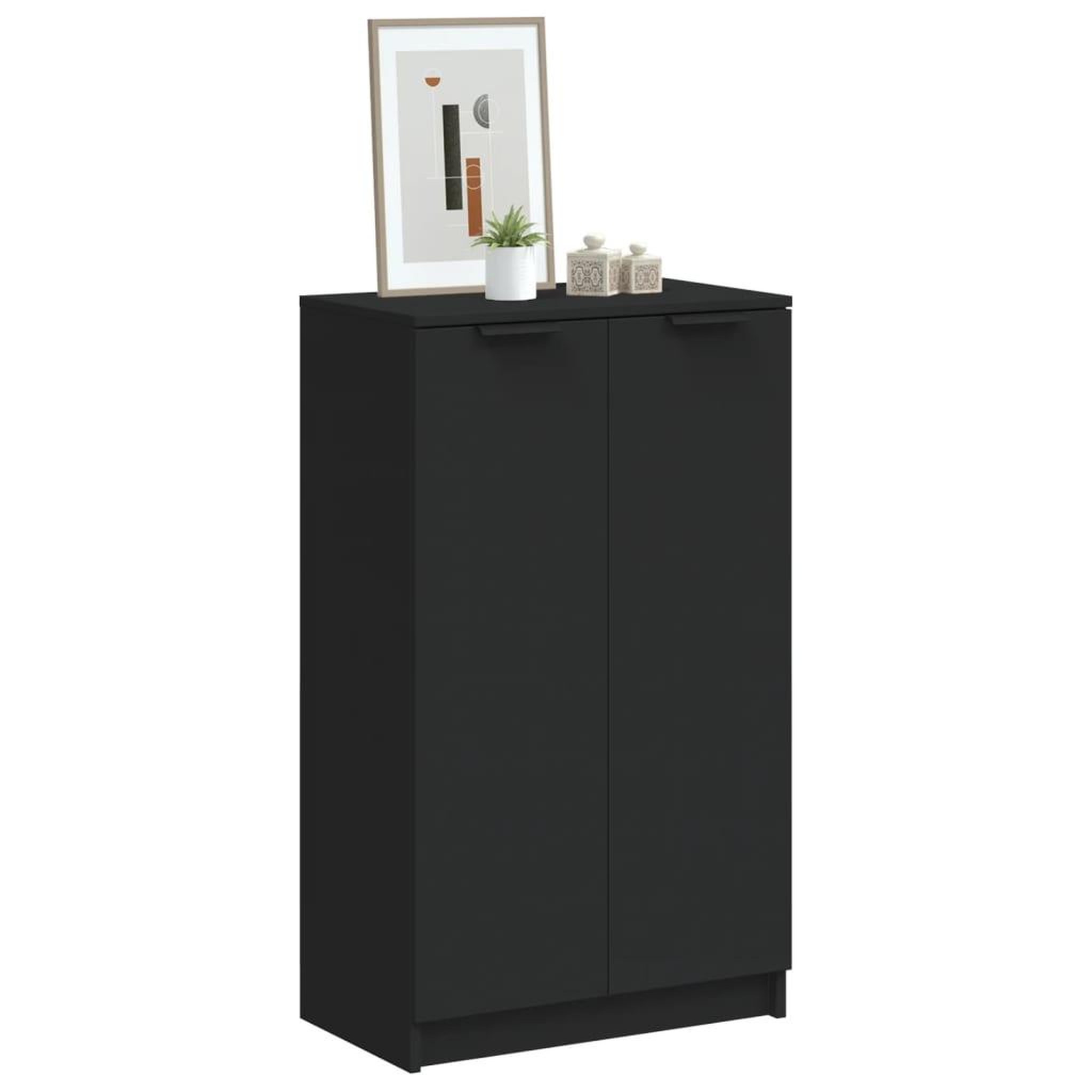 Voir la diapositive 1 : VIDAXL Armoire a chaussures noir 59x35x100 cm bois d'ingenierie
