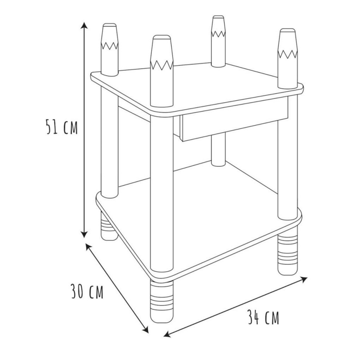 The Home Deco Factory Table de chevet pour enfant blanche