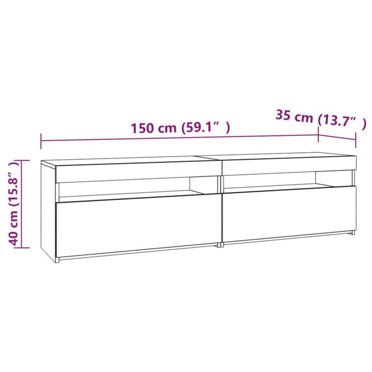 VIDAXL Meubles TV 2 pcs avec lumieres LED Gris beton 75x35x40 cm