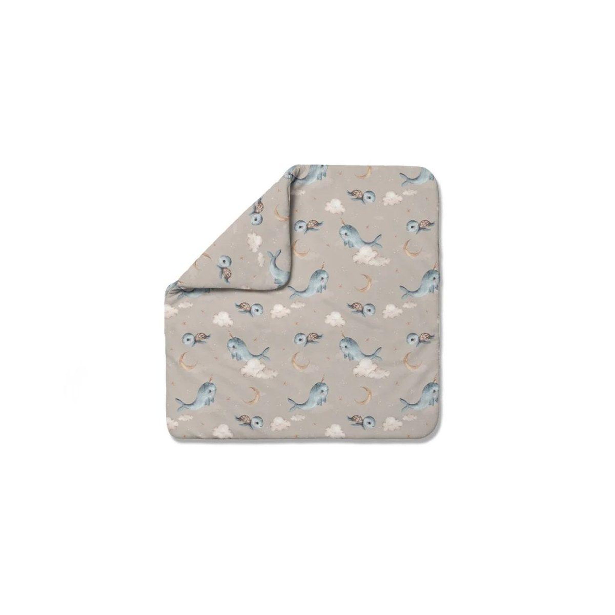 WALDIN Couette bébé 75 × 75 cm - motif baleine, beige foncé