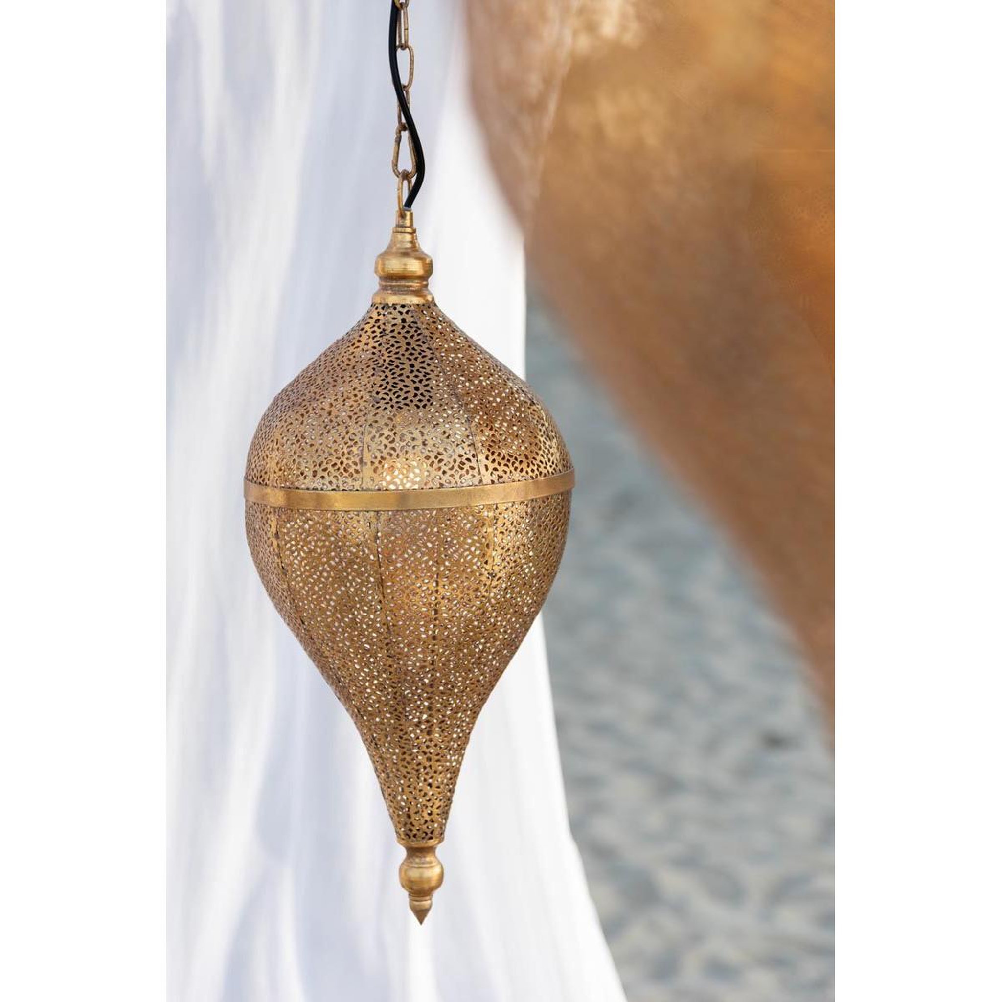 Voir la diapositive 4 : J-LINE Lampe Suspension en Métal  Goutte  53cm Or
