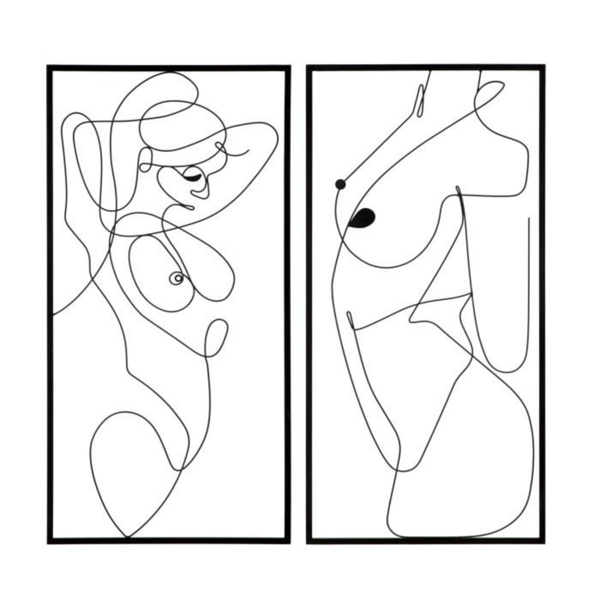 Paris Prix Lot de 2 Décorations Murales en Métal  Body  100cm Noir