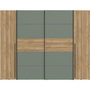 Voir la diapositive 4 : MARKET24 Armoire - Décor Chene et vert Sauge - 2 portes battantes + 2 portes coulissantes - L270 x P61 x H210cm - NARAGO