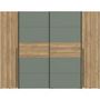 Voir la diapositive 4 : MARKET24 Armoire - Décor Chene et vert Sauge - 2 portes battantes + 2 portes coulissantes - L270 x P61 x H210cm - NARAGO