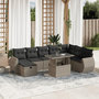 Voir la diapositive 1 : VIDAXL Salon de jardin 9 pcs avec coussins gris clair resine tressee