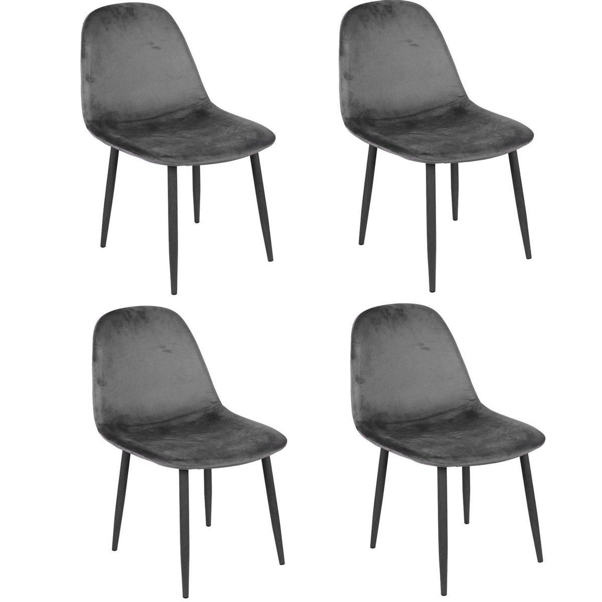 DIVERS Lot de 4 Chaises de table design velours Inoui