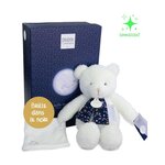 DOUDOU ET COMPAGNIE Peluche ours luminescent avec mouchoir 28 cm - Clair de Lune