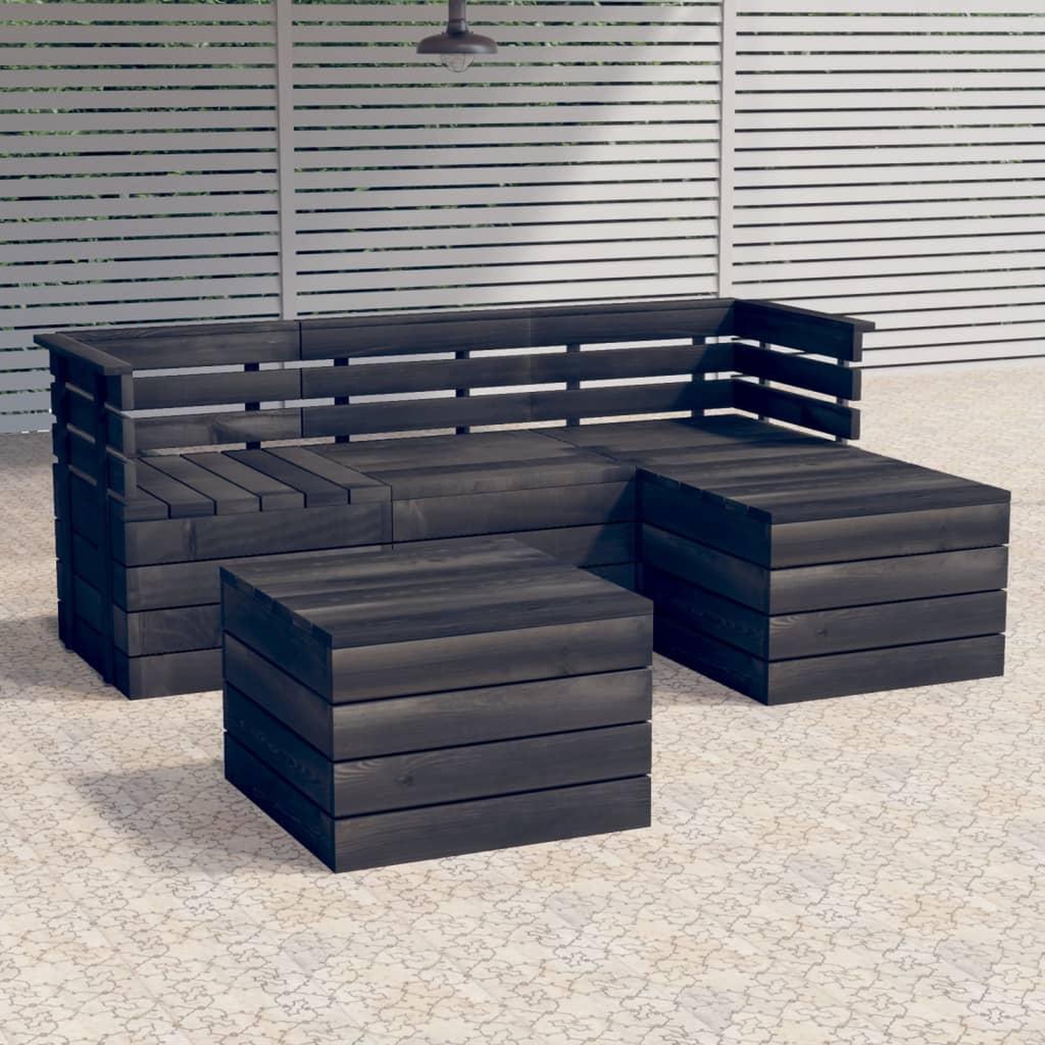 Voir la diapositive 1 : VIDAXL Salon palette de jardin 5 pcs Bois de pin massif Gris fonce