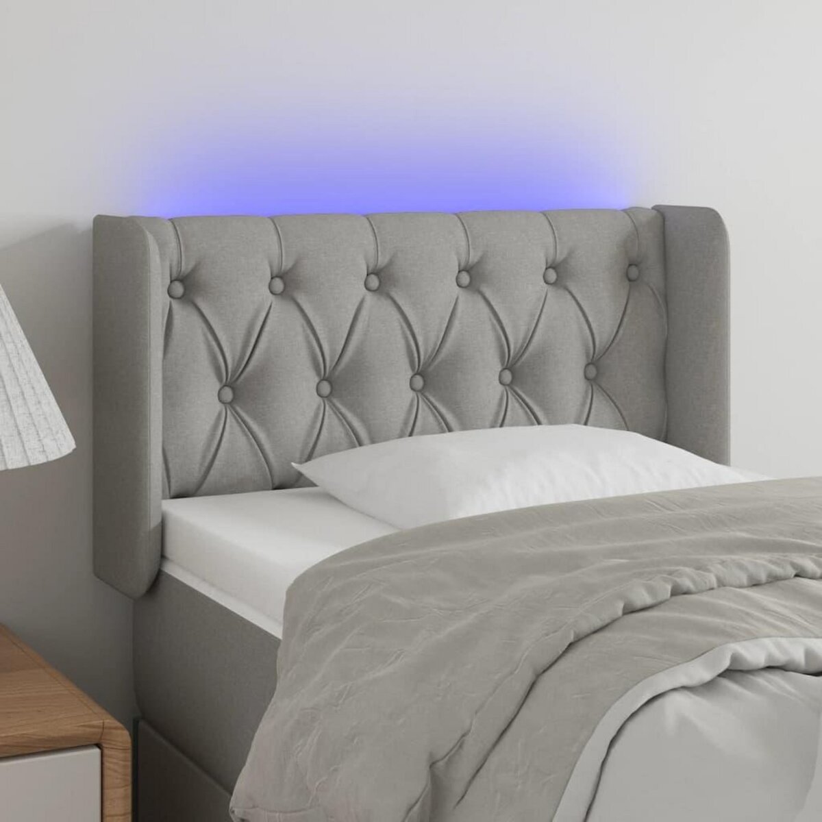 VIDAXL Tete de lit a LED Gris clair 83x16x78/88 cm Tissu