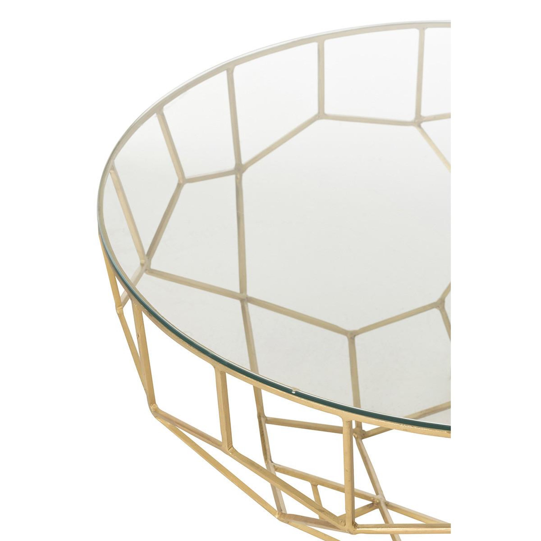 Voir la diapositive 2 : J-LINE Table basse design en verre  moza  90cm or