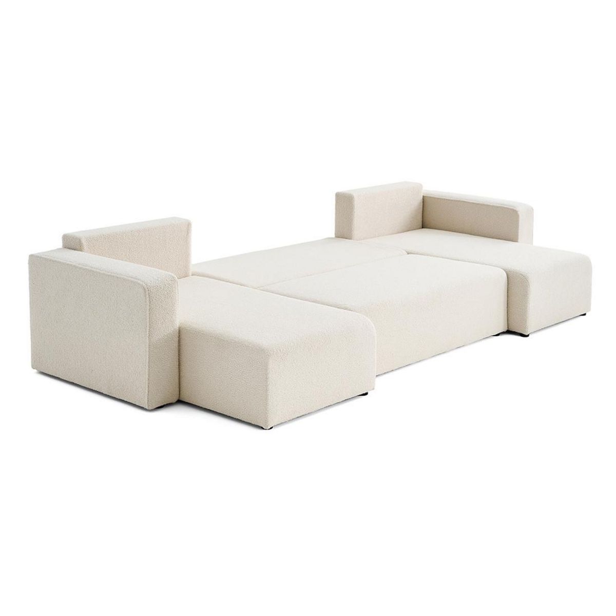 BEST MOBILIER Topaze - canapé panoramique en u - 7 places - convertible avec coffre - en tissu bouclette