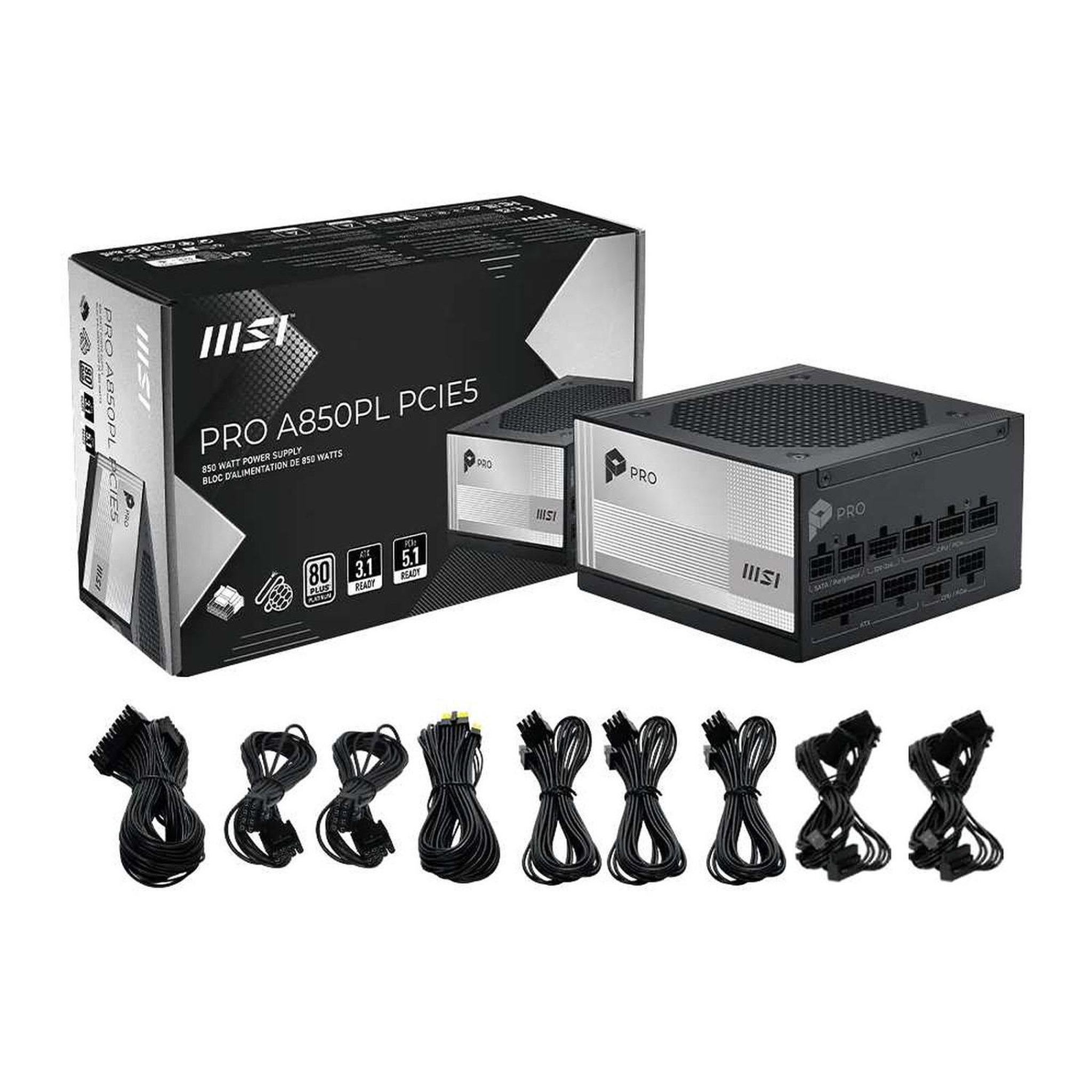 MSI Msi pro a850pl pcie5 alimentation modulaire 850w atx 3.1 80 plus platinum