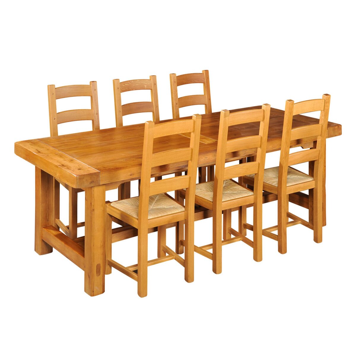 Table de ferme L.220 cm. LA BRESSE + 6 chaises