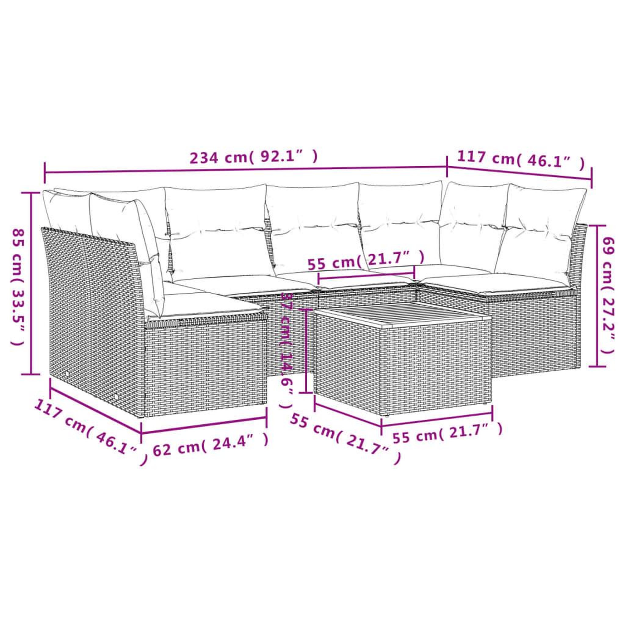 Voir la diapositive 3 : VIDAXL Salon de jardin avec coussins 7 pcs beige resine tressee