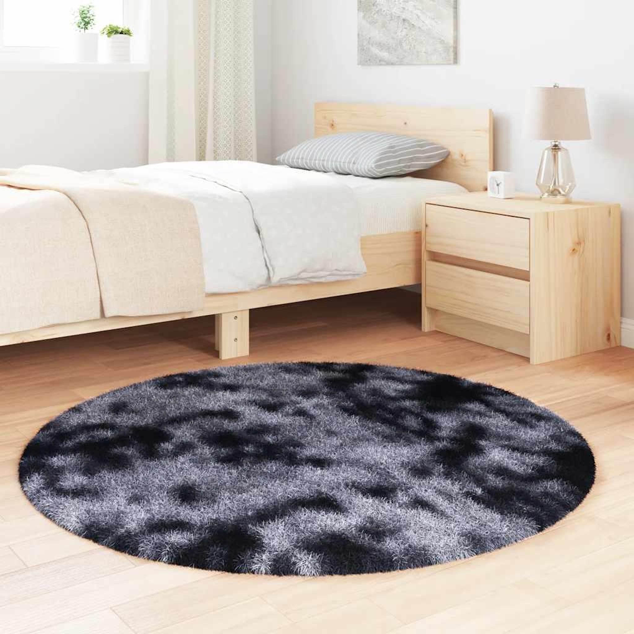 Voir la diapositive 3 : VIDAXL Tapis shaggy a poils longs NAVARRA gris fonce 120x120 cm