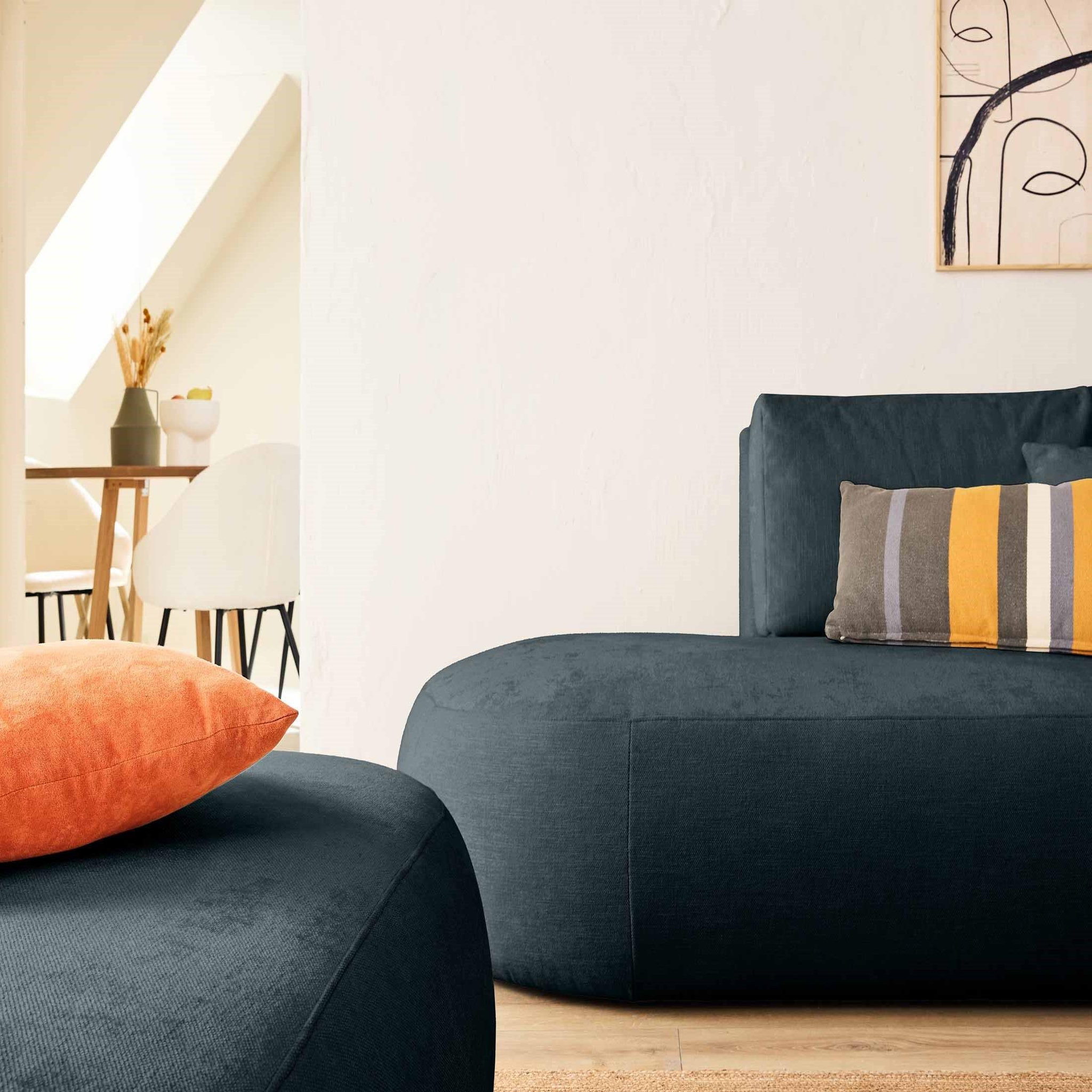 Voir la diapositive 2 : LISA DESIGN Santorini - canapé modulable d'angle droit + pouf - 4 places - en tissu texturé